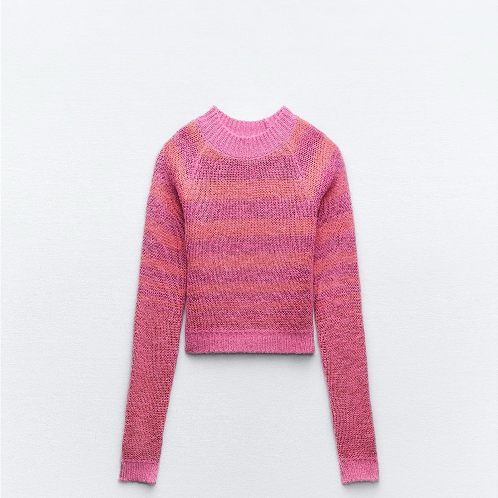 Zara Pink Striped Women's Sweater